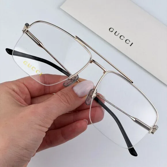 Gucci GG1415O 001 BRAND NEW Eyeglasses Gold Pilot Women
